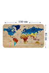 Ahşap Görünümlü Eğitici Detaylı Atlası Dünya Haritası Duvar Sticker-85x130-3856