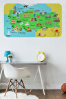 Eğitici ve Öğretici Cocuk Odası Türkiye Haritası Duvar Sticker-60x105-3876 | Dekoratif Sticker Duvar Süsü Oxy