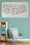 Eğitici ve Öğretici Cocuk Odası Türkiye Haritası Duvar Sticker-60x105-3880 | Dekoratif Sticker Duvar Süsü Oxy