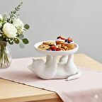 Dekoratif Beyaz Kedi Figürlü 3D Sunumluk Tabak Şekerlik Organizer Masaüstü Ev Dekorasyon Ürünü