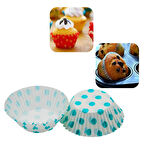 Browni Muffin Kek Kapsülü Puantiyeli 100'lü - Mavi