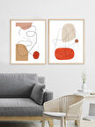 Kırmızı Abstract Çerçeveli Tablo Set