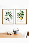 Vetro Design Zeytin - Limon Ahşap Çerçeveli Tablo Set (30x40 cm)