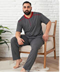Lukitus Kısa Kol Pamuk Süprem Erkek Büyük Beden Pijama Takımı