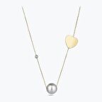 Pırlanta İnci Kalp Kolye