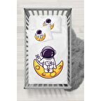 Miss Astronot Çocukcuk Desenli Bebek Lastikli Çarşaf (60x120 / 15) 2'li Yastık Kılıfı