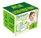 Bebem Bebek Bezi Natural Beden:4 (7-14KG) Maxi 312 Adet Aylık Ultra Fırsat Pk