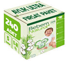 Bebem Bebek Bezi Natural Beden:5 (11-18Kg) Junior 240 Adet Aylık Ultra Fırsat Pk