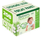 Bebem Bebek Bezi Natural Beden:4 (7-14KG) Maxi 208 Adet Ekonomik Ultra Fırsat Pk
