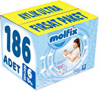 Molfix Bebek Bezi Beden:6 (15+Kg) Extra Large 186 Adet Aylık Ultra Fırsat Pk
