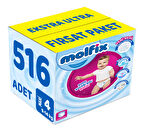 Molfix Külot Bebek Bezi Beden:4 (9-14Kg) Maxi 516 Adet Ekstra Ultra Fırsat Pk