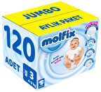 Molfix Bebek Bezi Beden:3 (4-9Kg) Midi 120 Adet Jumbo Aylık Pk