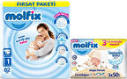 Molfix Bebek Bezi Beden:1 (2-5KG) Yeni Doğan 82 Adet Fırsat Pk + 3 Adet Islak Mendil