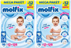 Molfix Bebek Bezi Beden:4 (7-14KG) Maxi 256 Adet Mega Ekonomik Fırsat Pk