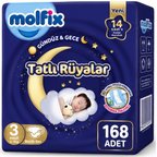 Molfix Tatlı Rüyalar Bebek Bezi 3 Beden 4-9 KG Midi 168 Adet Ekonomik Fırsat Pk