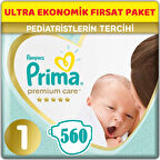 Prima Premium Care Bebek Bezi Beden:1 (2-5Kg) Yeni Doğan 560 Adet Ultra Ekonomik Fırsat Pk
