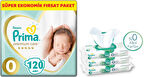 Prima Premium Care Bebek Bezi Beden:0 (1.5-2.5Kg) Prematüre 120 Adet Süper Ekonomik Fırsat Pk+Mendil