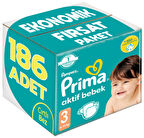 Prima Bebek Bezi Beden:3 (6-10Kg) Midi 186 Adet Ekonomik Fırsat Pk