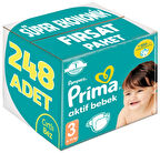 Prima Bebek Bezi Beden:3 (6-10Kg) Midi 248 Adet Süper Ekonomik Fırsat Pk