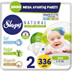 Sleepy Bebek Bezi Naturel Beden:2 (3-6Kg) Mini 336 Adet Jumbo Mega Avantaj Pk
