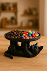 Siyah Kedi Figürlü Sunumluk Banyo Sabunluk, Kahvaltı Tabağı, Takı Organizeri, Mumluk 14 x 14 cm