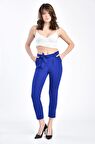 Kuşaklı Saks Mavi Bilek Kadın Pantolon