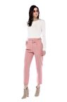 Yüksek Bel Tokalı Pudra Bilek Kadın Pantolon