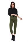 Kemerli Haki Bilek Kadın Pantolon