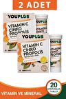 Youplus Vitamin C Çinko Propolis 20 Efervesan Tablet 2 Adet