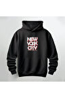 New York City NYC Kapüşonlu Sweatshirt Hoodie Kalın Kumaş 3 İplik Şardonlu