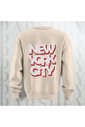 NYC Brooklyn Kalın Kumaş 3 İplik Şardonlu Baskılı Unisex Bisiklet Yaka Sweatshirt