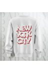 NYC Brooklyn Kalın Kumaş 3 İplik Şardonlu Baskılı Unisex Bisiklet Yaka Sweatshirt