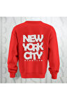 NYC Brooklyn Kalın Kumaş 3 İplik Şardonlu Baskılı Unisex Bisiklet Yaka Sweatshirt