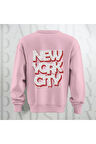 NYC Brooklyn Kalın Kumaş 3 İplik Şardonlu Baskılı Unisex Bisiklet Yaka Sweatshirt