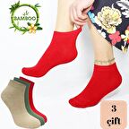 Kadın Bambu Patik Çorap (3 ADET) Görünmez Dikişsiz Parfümlü Kısa Yazlık Kadın Çorabı