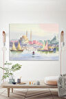 İstanbul Şehir Manzara Pastel Renkli Dekoratif Kanvas Tablo
