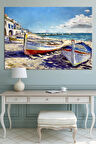 Balıkçı Tekneleri Ada Akdeniz Köy Manzara Kanvas Tablo ( 6 farklı ölçü )