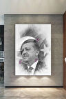 Recep Tayyip Erdoğan Başkan Erdoğan Karakalem Efektli Rte Kanvas Tablo (7 Farklı Ölçü)