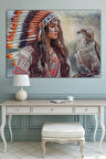 Kızıldereli Kadın Ve Kartal Dekoratif Kanvas Tablo (8 Farklı Ölçü)