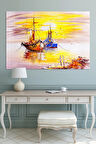 Tekneler Ve Gün Batımı Sanatsal Kanvas Tablo