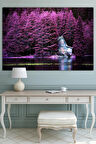 Mor Ağaşlar Ve Göl Evi Muhteşem Manzara Doğa Kanvas Tablo