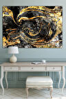 Siyah Altın Soyut Sanatsal Dekoratif Kanvas Tablo
