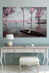 Göl Sandal Sakura Ağaçları Doğa Tabiat Manzara Kanvas Tablo
