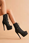 Kadın Bağcıklı Platform Topuklu Kadın Bot Yüksek Topuk Fermuarlı Şık Stil Çizme