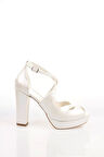 Kadın Moda Şık Beyaz Topuklu Zarif Tasarım Yüksek Topuk Düğün Nişan Gece Abiye Ayakkabı