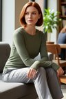 Kadın Antrasit Viskon Çizgili Fitted Uzun Kollu Basic Bluz Cool & Comfort Persona İle Günlük