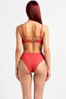 Kadın Bikini Takımı Ayarlanabilir Askılı Kaplı Yüksek Bel Simli Örme Balensiz Aksesuarlı Regular