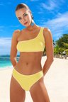 Kadın Bikini Takımı Tek Omuz Kolsuz Balensiz Normal Bel Örme Dokulu Nakış Detaylı Slip Alt