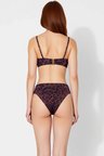 Kadın Bikini Takımı Ayarlanabilir Askılı Kaplı Yüksek Bel Simli Örme Balensiz Aksesuarlı Regular