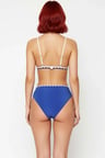 Kadın Bikini Takımı Üçgen Kap Balensiz Yüksek Bel Slip Alt Çıkarılabilir Kaplı Nakış Detay Kolsuz